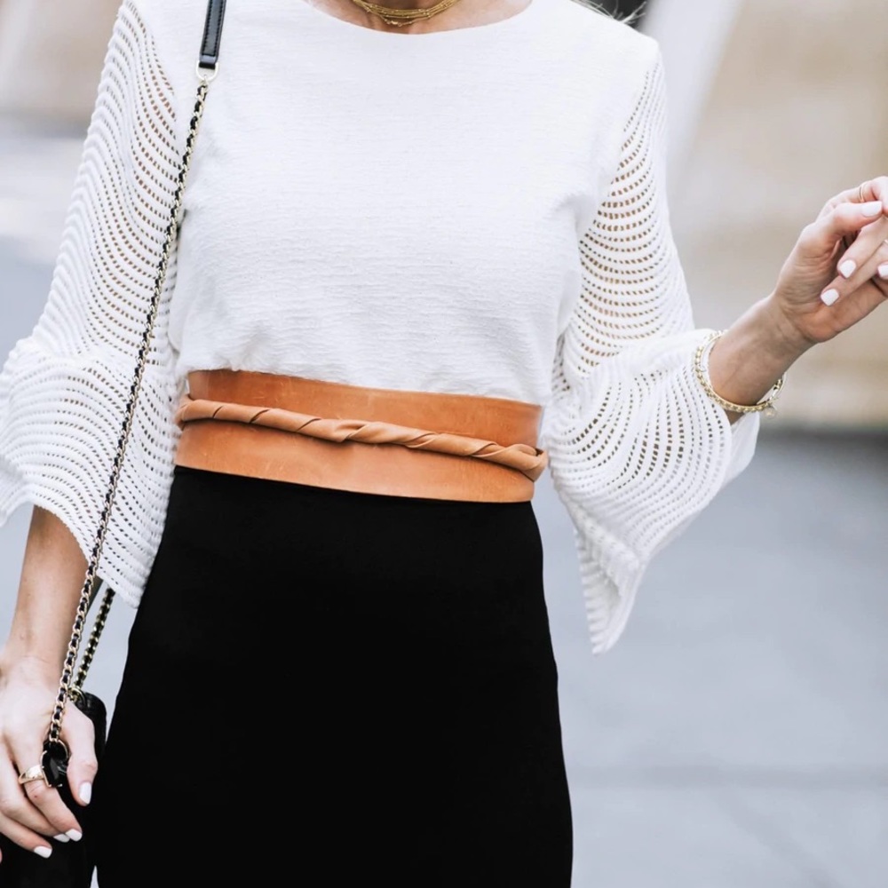 ADA collection Leather Wrap Belt in cognac